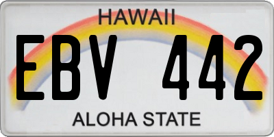 HI license plate EBV442