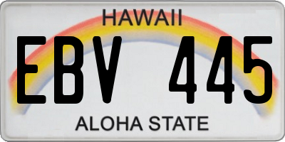 HI license plate EBV445