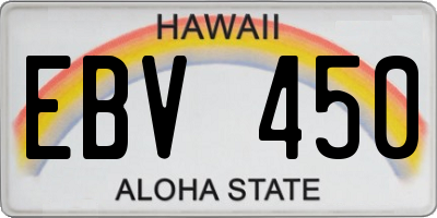 HI license plate EBV450
