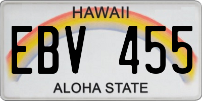 HI license plate EBV455