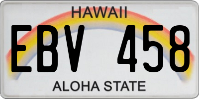 HI license plate EBV458