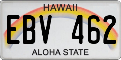 HI license plate EBV462