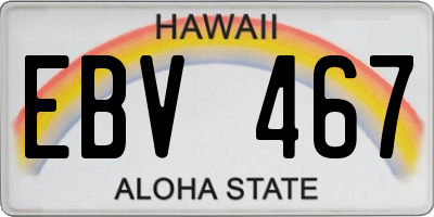 HI license plate EBV467