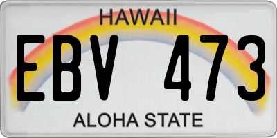 HI license plate EBV473