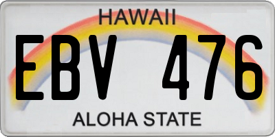 HI license plate EBV476