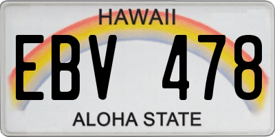 HI license plate EBV478