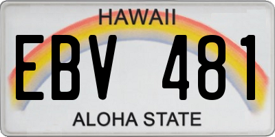 HI license plate EBV481