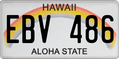 HI license plate EBV486