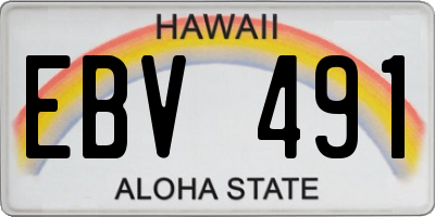 HI license plate EBV491