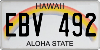 HI license plate EBV492