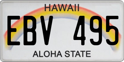 HI license plate EBV495