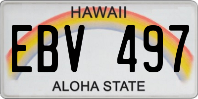HI license plate EBV497