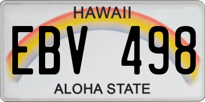 HI license plate EBV498