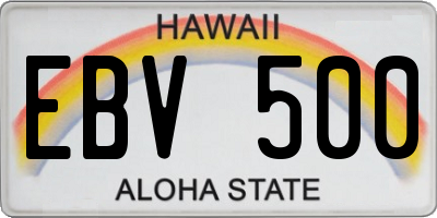 HI license plate EBV500