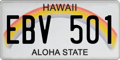 HI license plate EBV501
