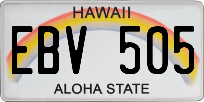 HI license plate EBV505