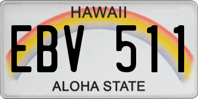 HI license plate EBV511