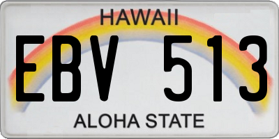 HI license plate EBV513