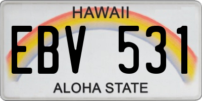 HI license plate EBV531