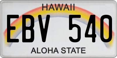 HI license plate EBV540
