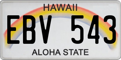 HI license plate EBV543