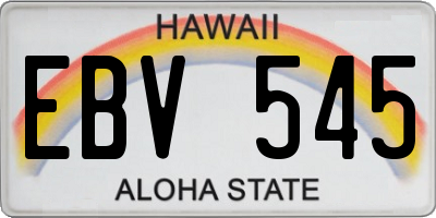 HI license plate EBV545