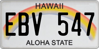 HI license plate EBV547