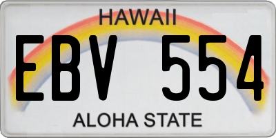 HI license plate EBV554