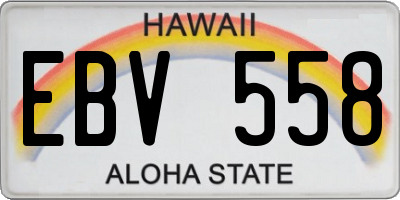 HI license plate EBV558
