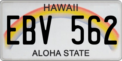 HI license plate EBV562