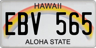HI license plate EBV565