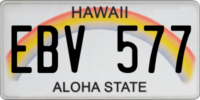 HI license plate EBV577