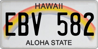 HI license plate EBV582
