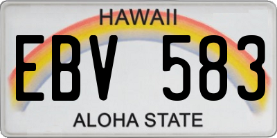 HI license plate EBV583