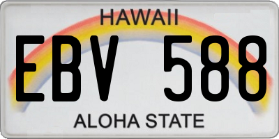 HI license plate EBV588