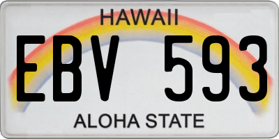 HI license plate EBV593