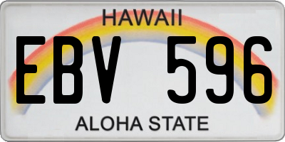 HI license plate EBV596