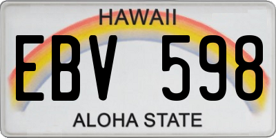HI license plate EBV598