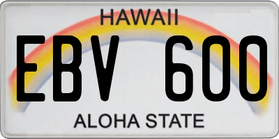 HI license plate EBV600
