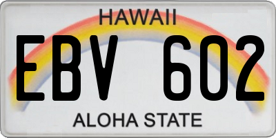 HI license plate EBV602