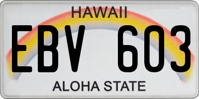 HI license plate EBV603