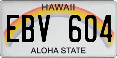 HI license plate EBV604