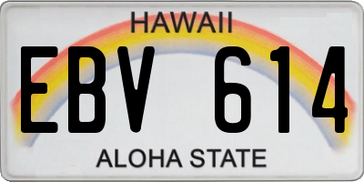 HI license plate EBV614
