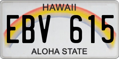 HI license plate EBV615