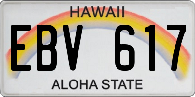 HI license plate EBV617
