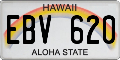 HI license plate EBV620