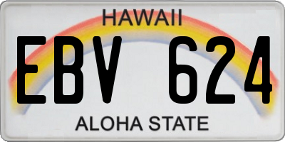 HI license plate EBV624