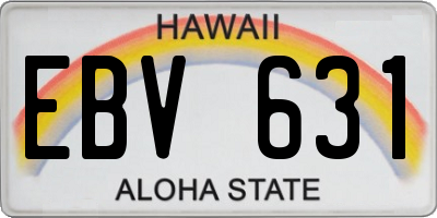 HI license plate EBV631