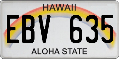 HI license plate EBV635