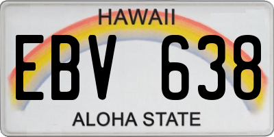 HI license plate EBV638